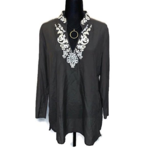 Chico's Tops - Chico’s brown embroidered tunic - sz XS